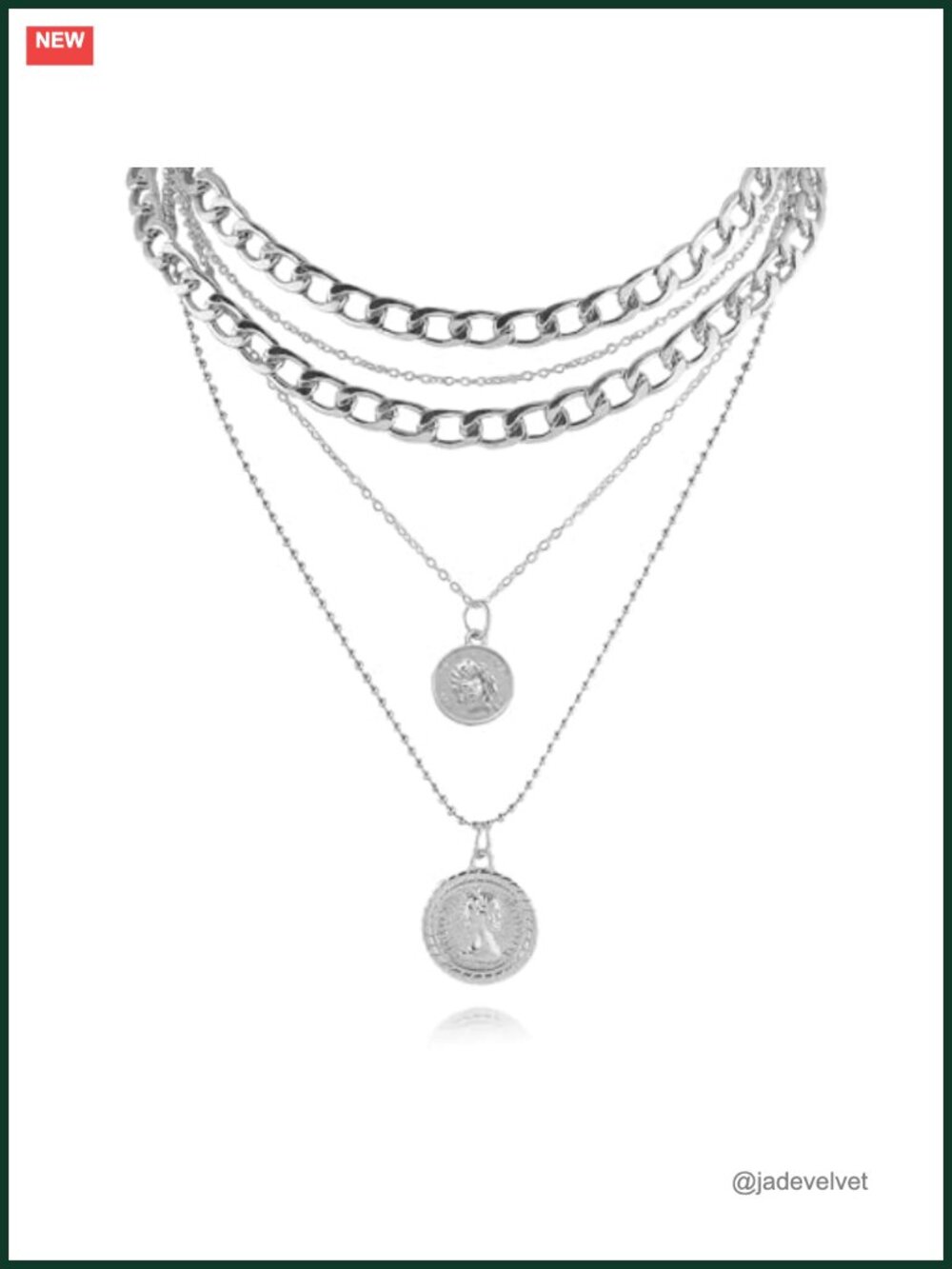 Layered Cuban Chain Pirate Necklace Set Coin Cross Pendant Costume Jewelry
